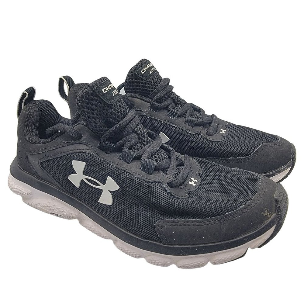 Under Armour Charged Assert 9 Womens 7 Black White Running Shoes 3024591-001